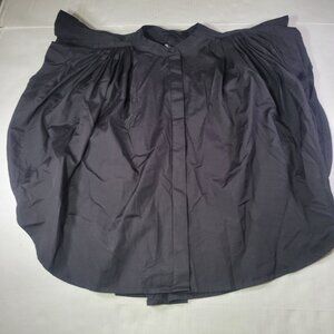 Madewell Women Black Poplin Shirred Button-Down Pleated Blouse Top Size S